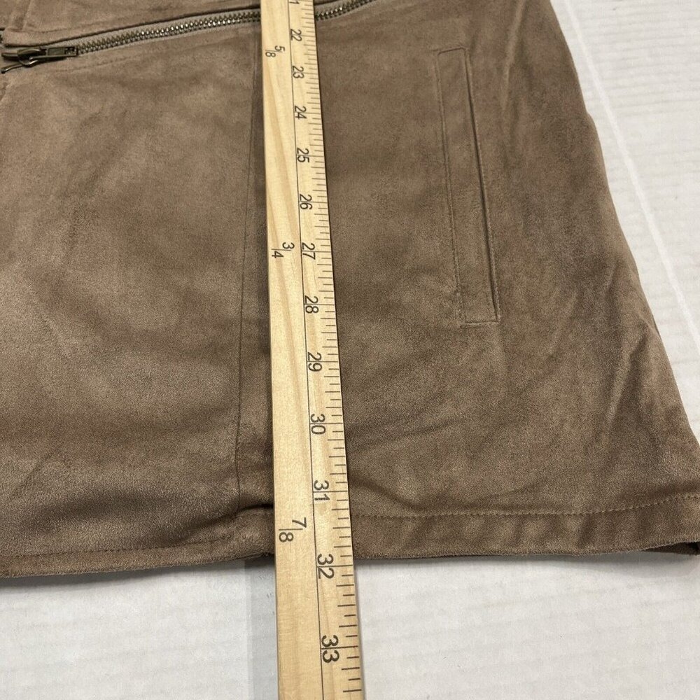 Simply Noelle Tan Faux Suede Convertible Zip Off Jacket Dusters Womens L XL - Picture 3 of 8